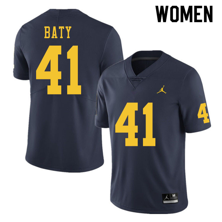 Women #41 John Baty Michigan Wolverines College Football Jerseys Sale-Navy